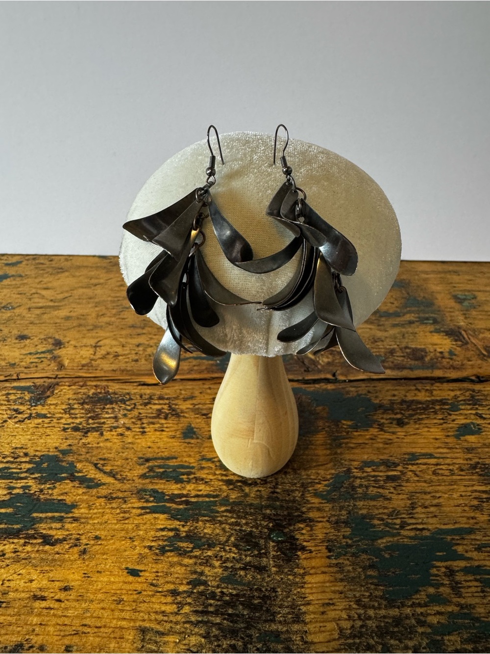 Handcrafted Metal Leaf Drop Earrings